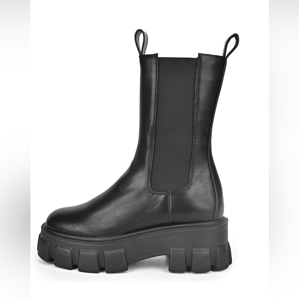 READYSALTED Black Chunky Platform Mid Calf Chelsea Boots Women’s Size 10 - Picture 2 of 11